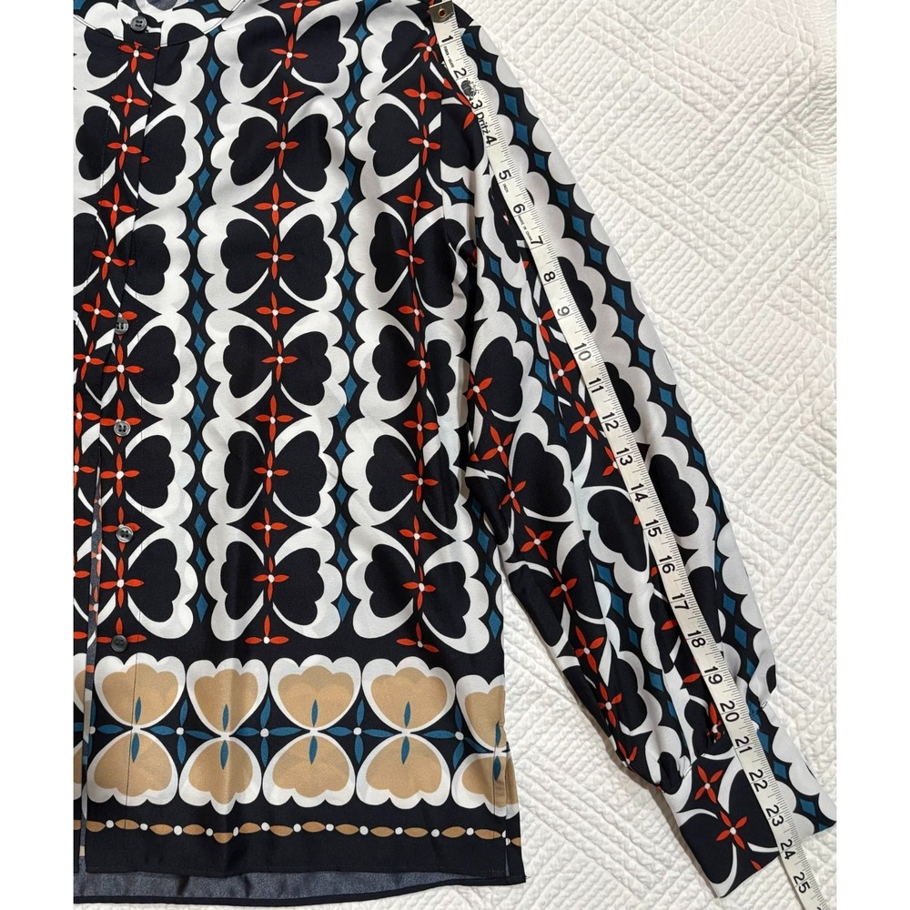 Ann Taylor Women's Floral Geometric Long Sleeve Blouse Size Small Office Classic - Picture 4 of 8